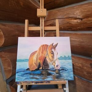 Majestic Horse Canvas Art - Brown and Blue